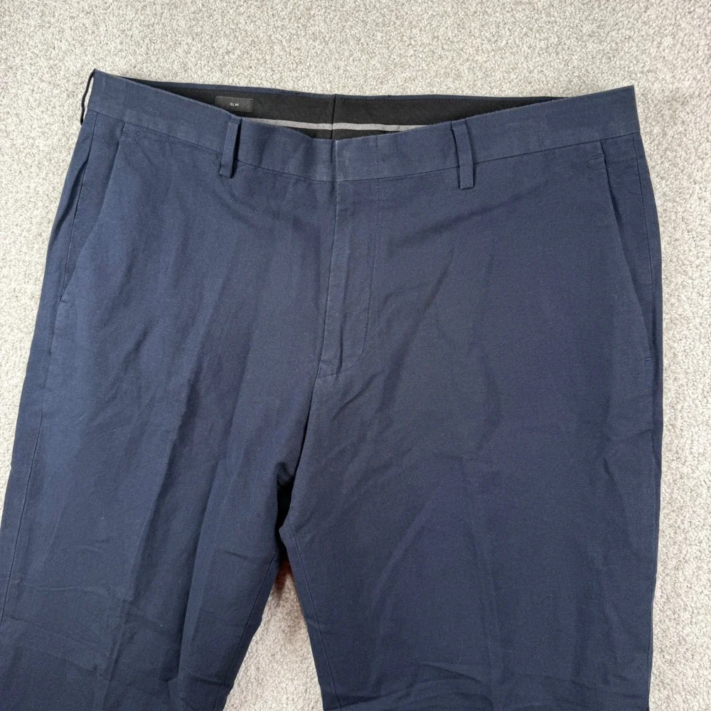 J.Crew Ludlow Dress Pants Mens 38x28 Navy Blue Cotton Linen Slim Fit Slacks